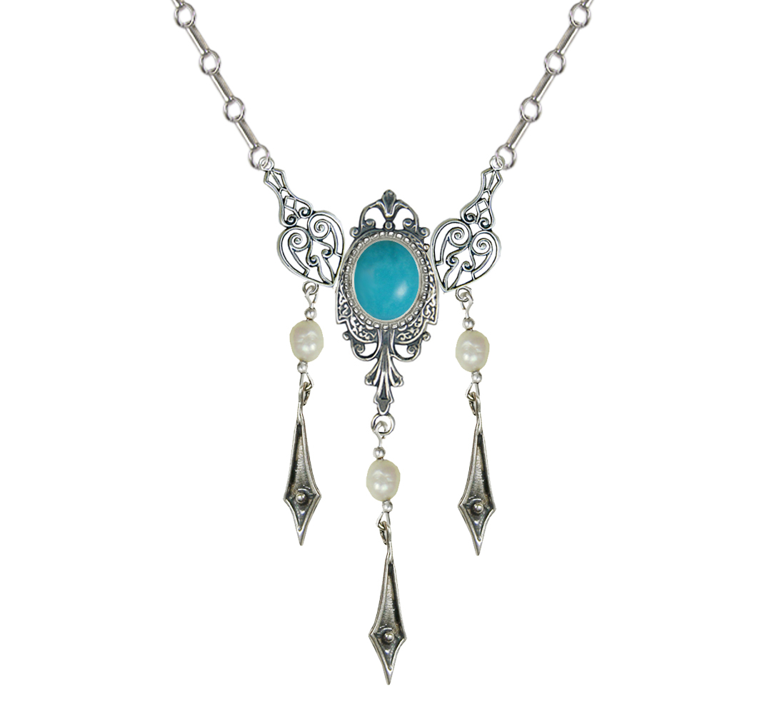 Sterling Silver Victorian Necklace With Turquoise